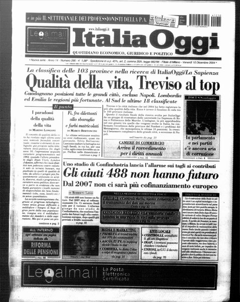 Italia oggi : quotidiano di economia finanza e politica